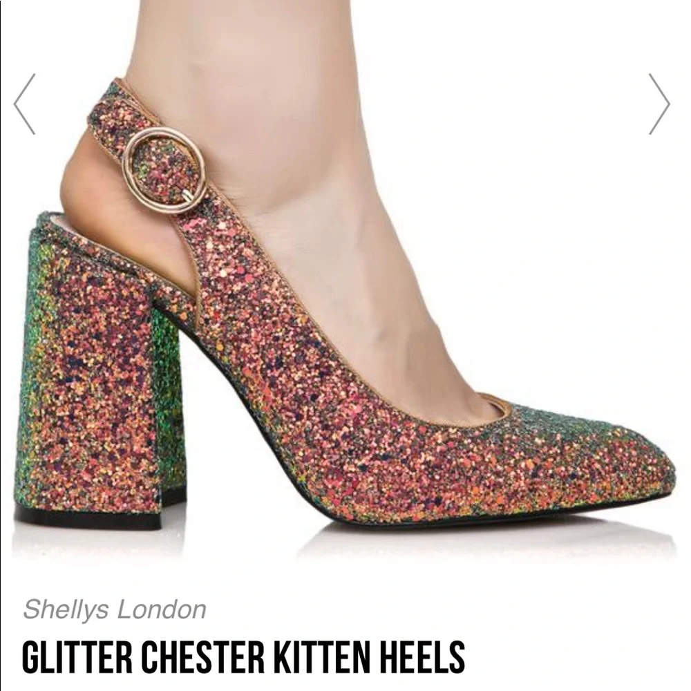 🎉HP🎉Shelly London Peacock Glitter Heels - Picture 13 of 16